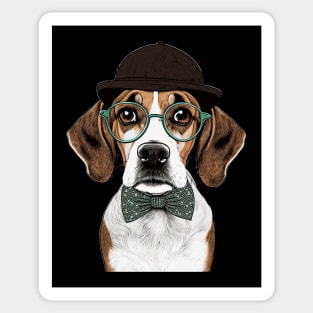 Hipster Beagle Sticker